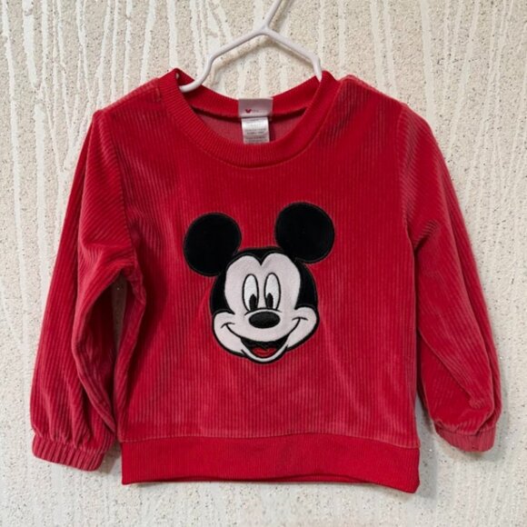 Red Toddler Velour Mickey Mouse Outfit Size 3T - Picture 2 of 6